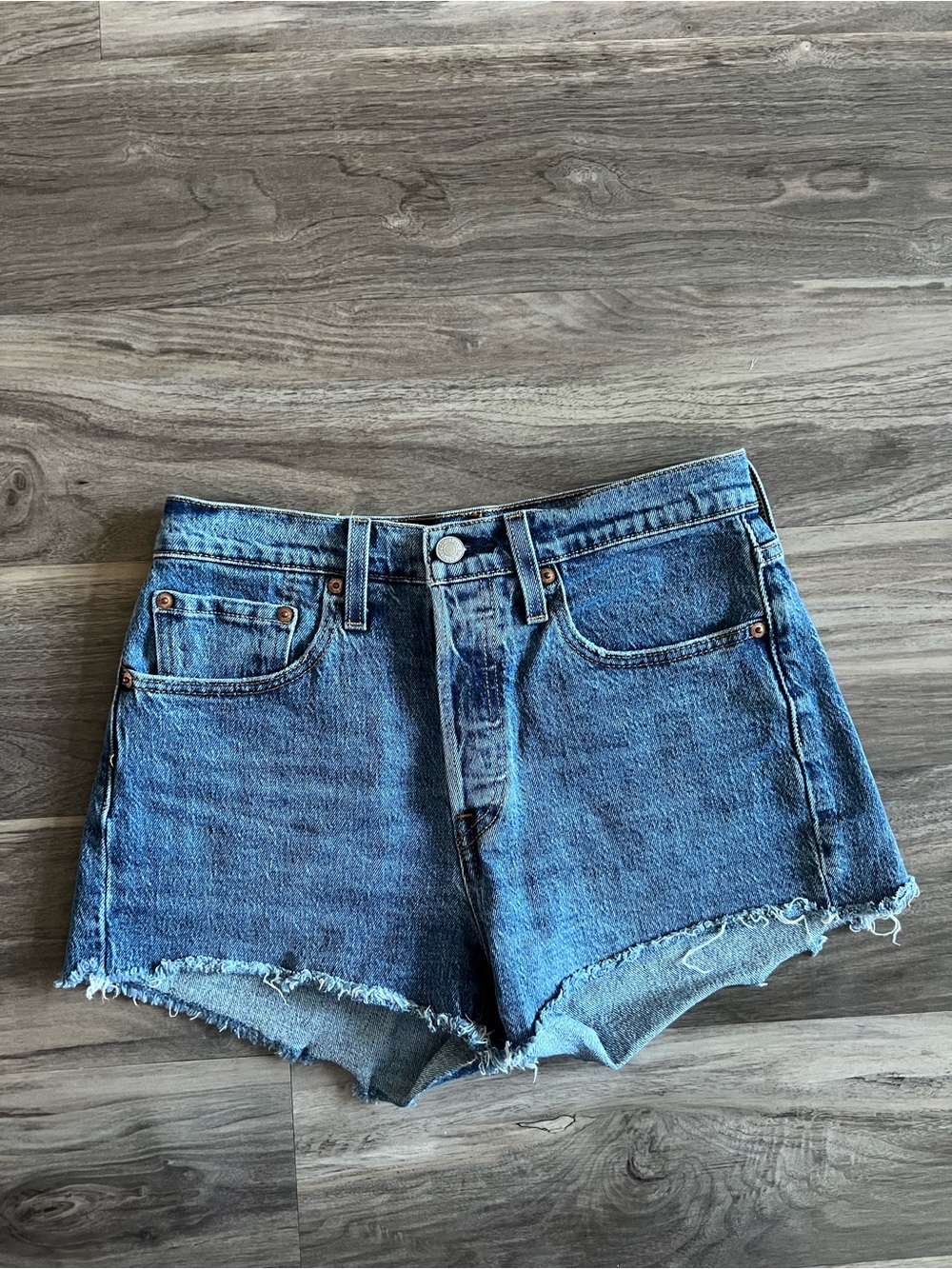 Levi's 501 Medium Blue Denim Cutoff Shorts